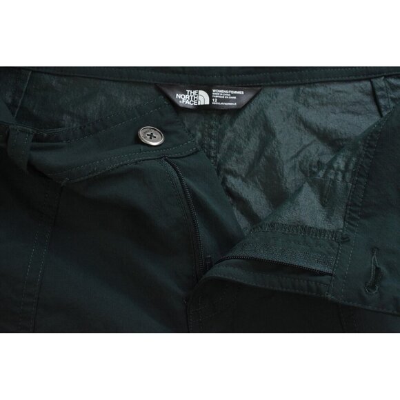 The North Face Mapleton Women's Shorts Size 12 Dark Green Nylon Stretch Cuffed - Picture 7 of 14